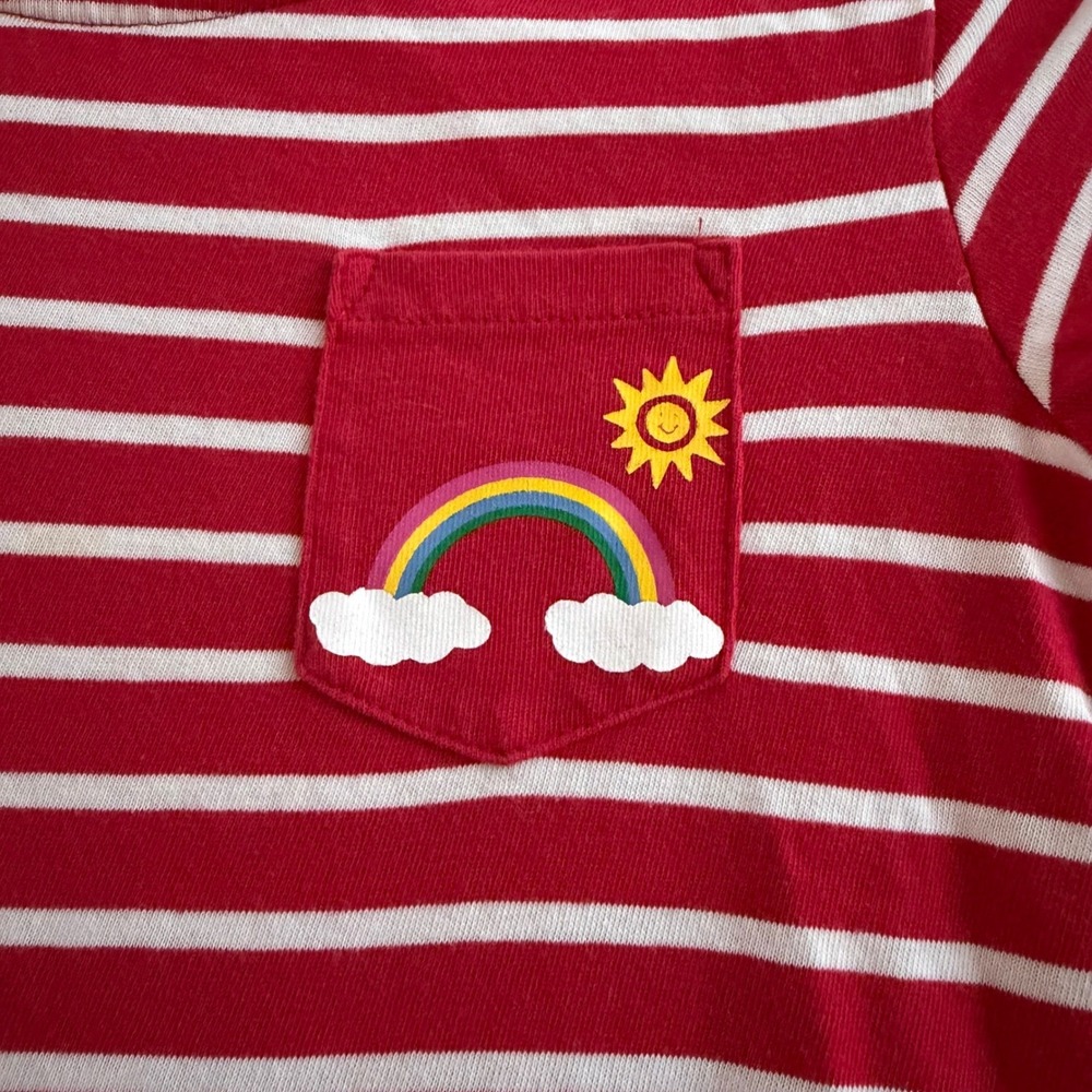 Hanna Andersson Kids Red White Striped Rainbow Pocket Dress Size 130 US 8 Cotton - Picture 3 of 10